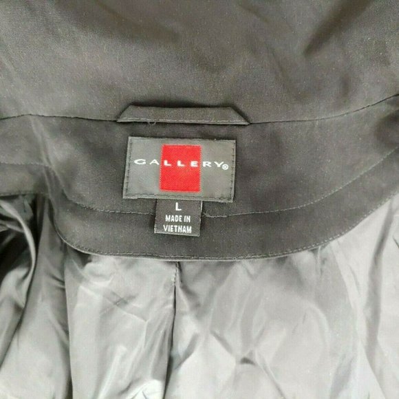 Women's Nordstrom Gallery Lined Windbreaker Jacket Removable Hood Black Large - Picture 5 of 6